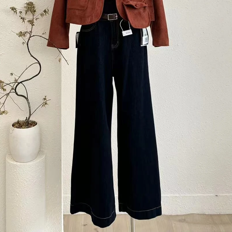 【街拍Chic】复古高腰直筒牛仔裤-66075