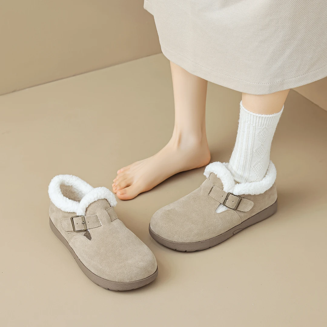 全包勃肯鞋女加绒保暖2024新款秋冬复古英伦厚底博肯鞋大码41-43