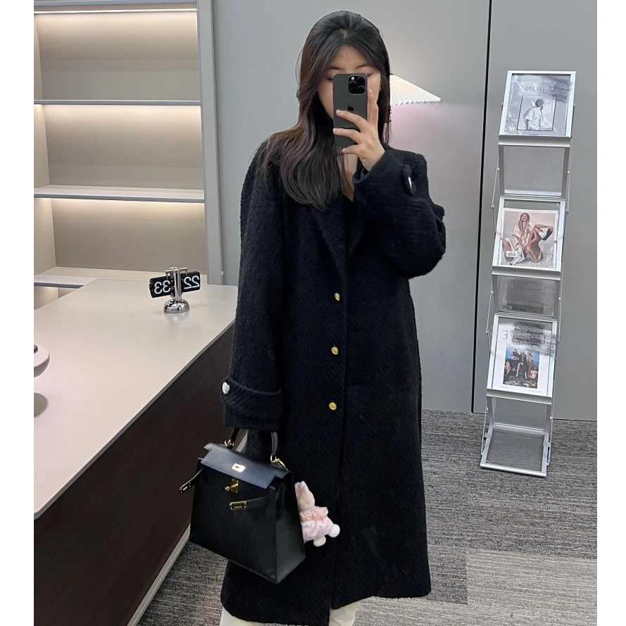 秋冬新款设计腰带毛呢大衣外套V1049