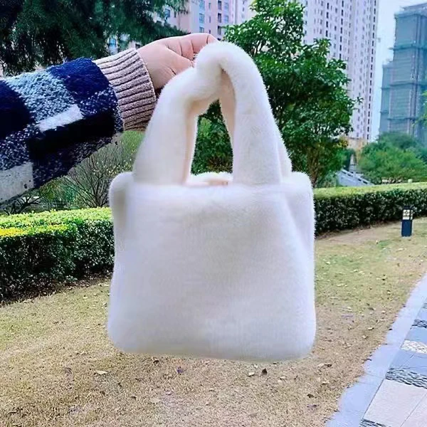 2023秋冬新款时尚手提包包仿獭兔水貂毛少女百搭毛绒把手提斜挎包