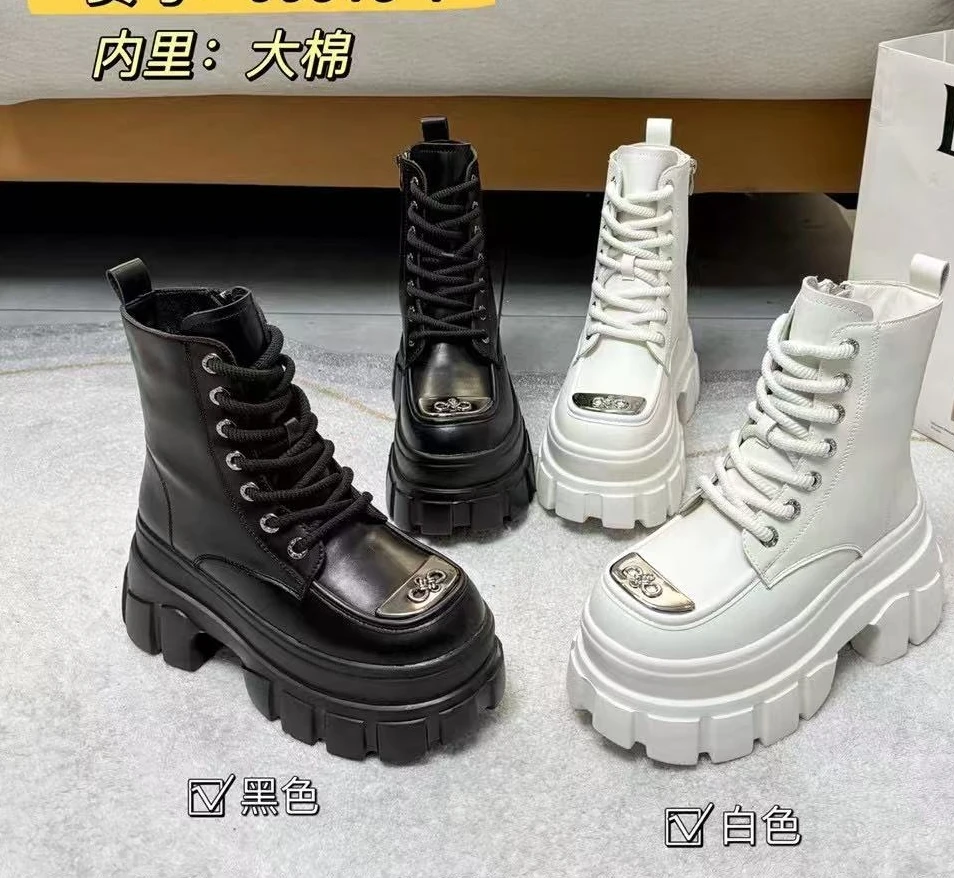 【华小姐】秋季新款时尚潮流圆头厚底百搭小短靴99318-1