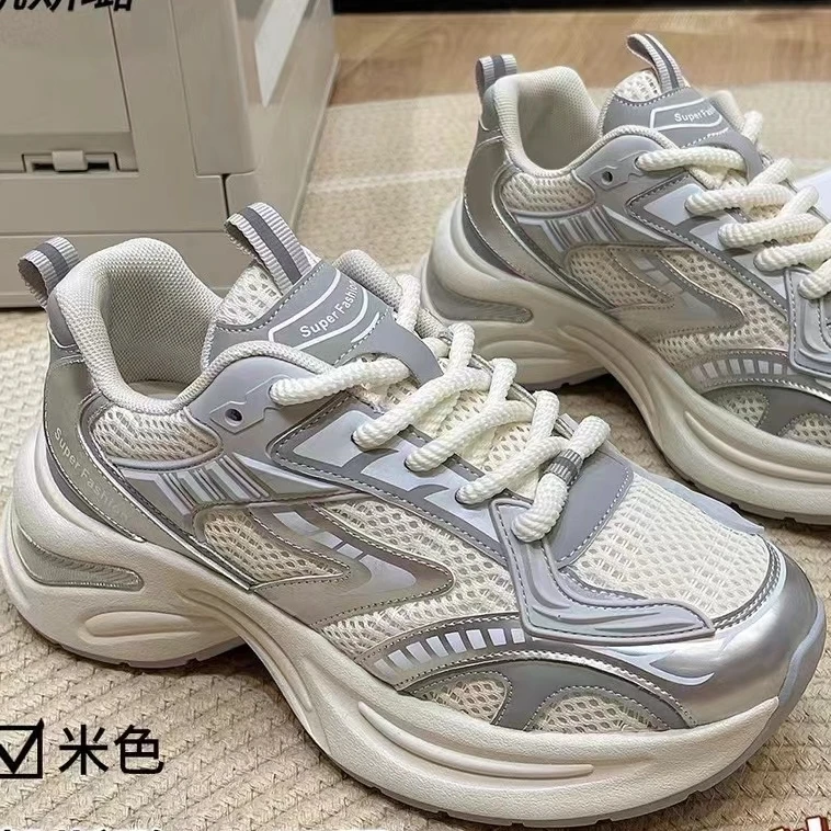 【华小姐】秋季新款透气网面时尚潮流圆头厚底百搭休闲鞋68