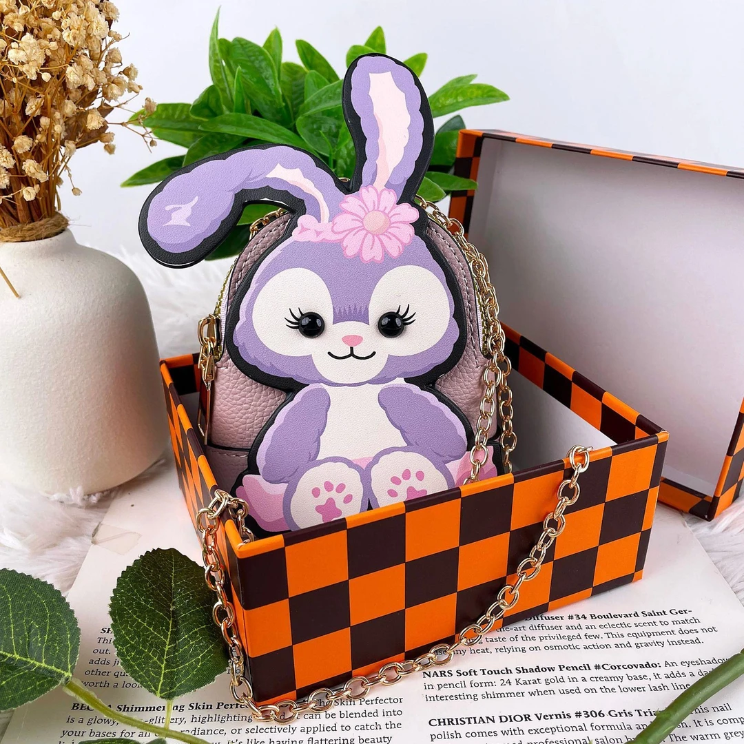 竖款兔子斜跨ins装饰小零包卡通可爱挂饰包紫色百搭少女