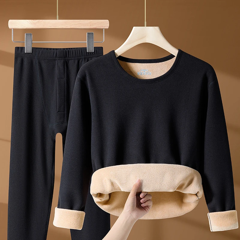 2024新款男士保暖内衣套装加绒加厚羊羔绒舒适柔软自发热保暖内衣