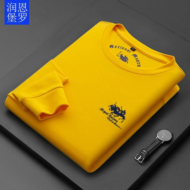 2023春秋新款纯棉男士圆领卫衣长袖T恤套头衫时尚潮流中青年上衣
