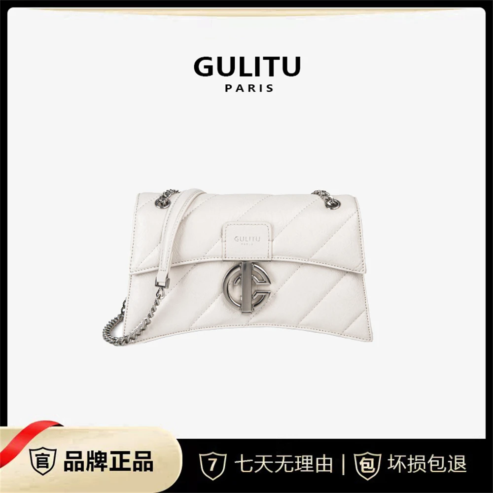 GULITU  新款时尚轻奢经典白色沙漏包单肩斜挎包H8077