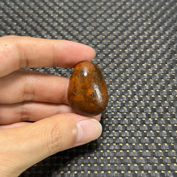 和田玉原石油烟皮黄沁手串籽吊坠挂件玉坠挂坠圆润饱满灯透经典润