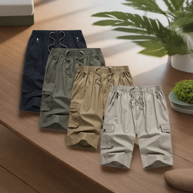 夏季男士新款休闲宽松大码纯棉七分裤潮流外穿多口袋中裤大裤衩男