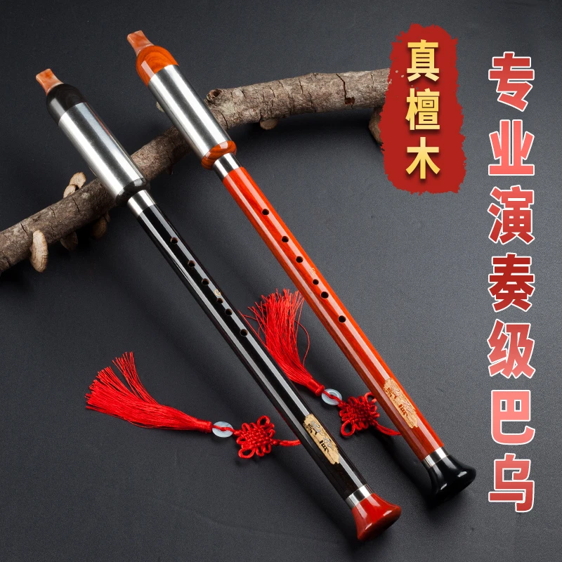 巴乌竖吹专业演奏送皮盒真黑檀红檀木巴乌单管乐器f调g调初学入门