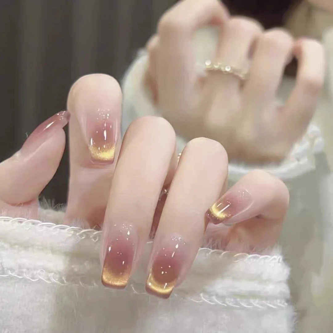 【落日晚霞】手工定制穿戴甲秋冬显白猫眼美少女美甲