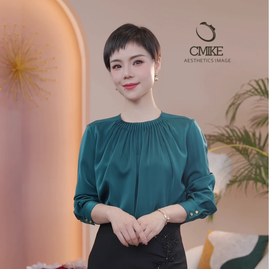 【蜜客原创】时尚气质休闲百搭立领长袖衬衫2491C000044