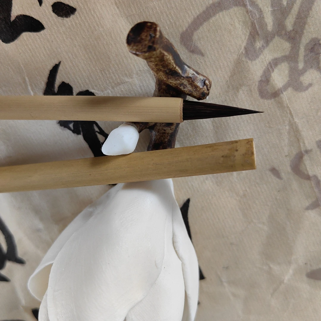 善琏湖笔厂蓝红标玉峰牌老毛笔五花紫毫兔毫小楷毛笔0.46*1.9