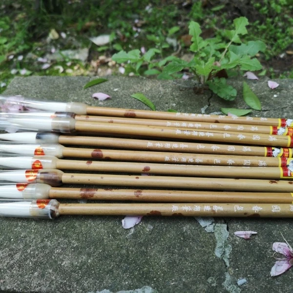 双羊牌善琏湖笔厂满园春色纯羊毫直径1cm出锋4.6cm细光峰