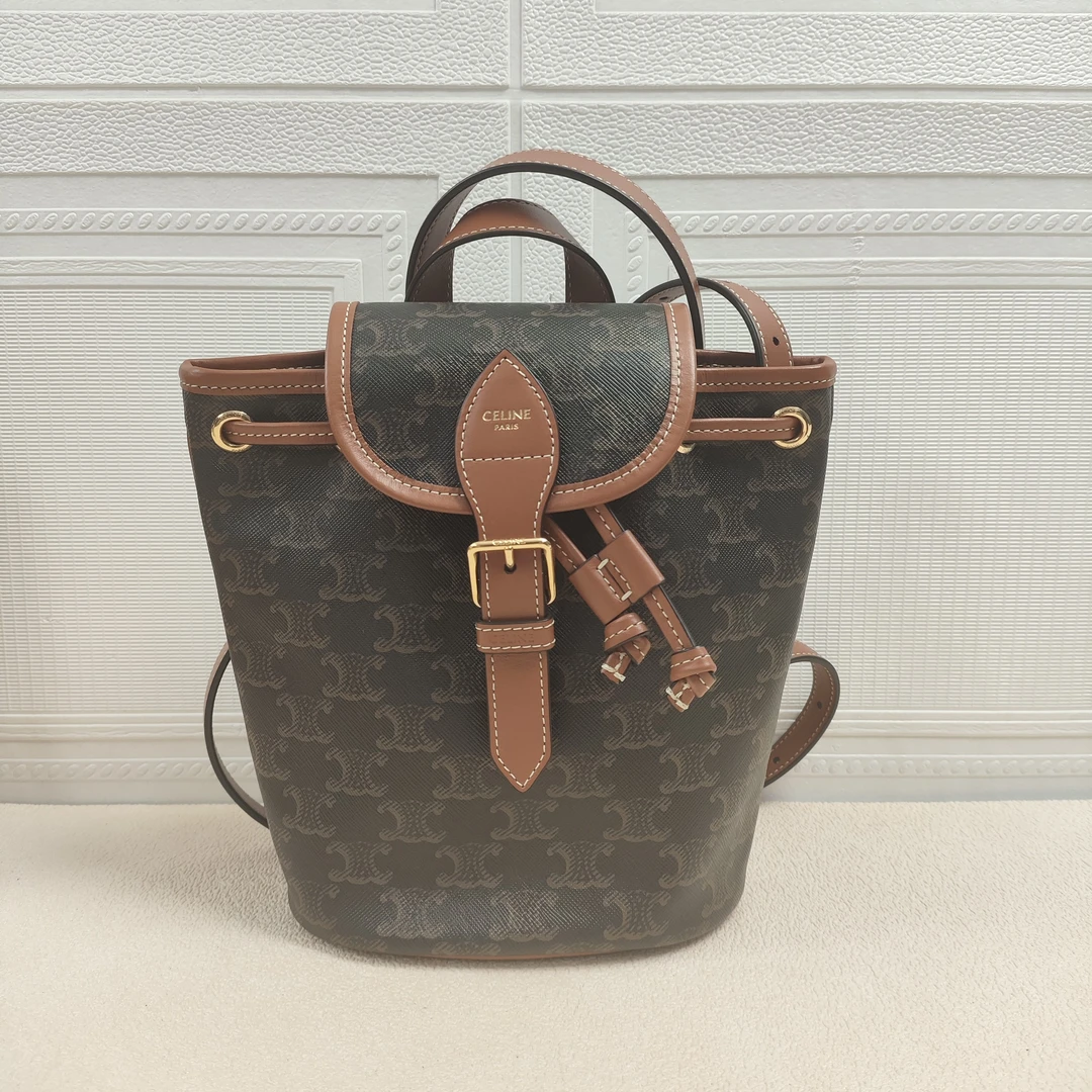 99新 Celine/思琳 麦殿甄选/赛琳老花凯旋门mini双肩背22年/双肩