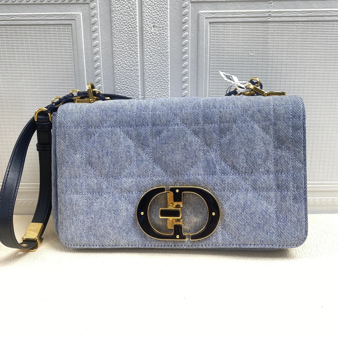 99新 DIOR/迪奥 麦殿甄选/迪奥丹宁牛仔Caro中号25cm/单肩斜挎