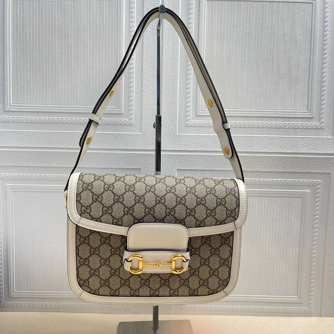 99新 GUCCI/古驰 麦殿甄选/古驰老花1955底长25白色/单肩斜