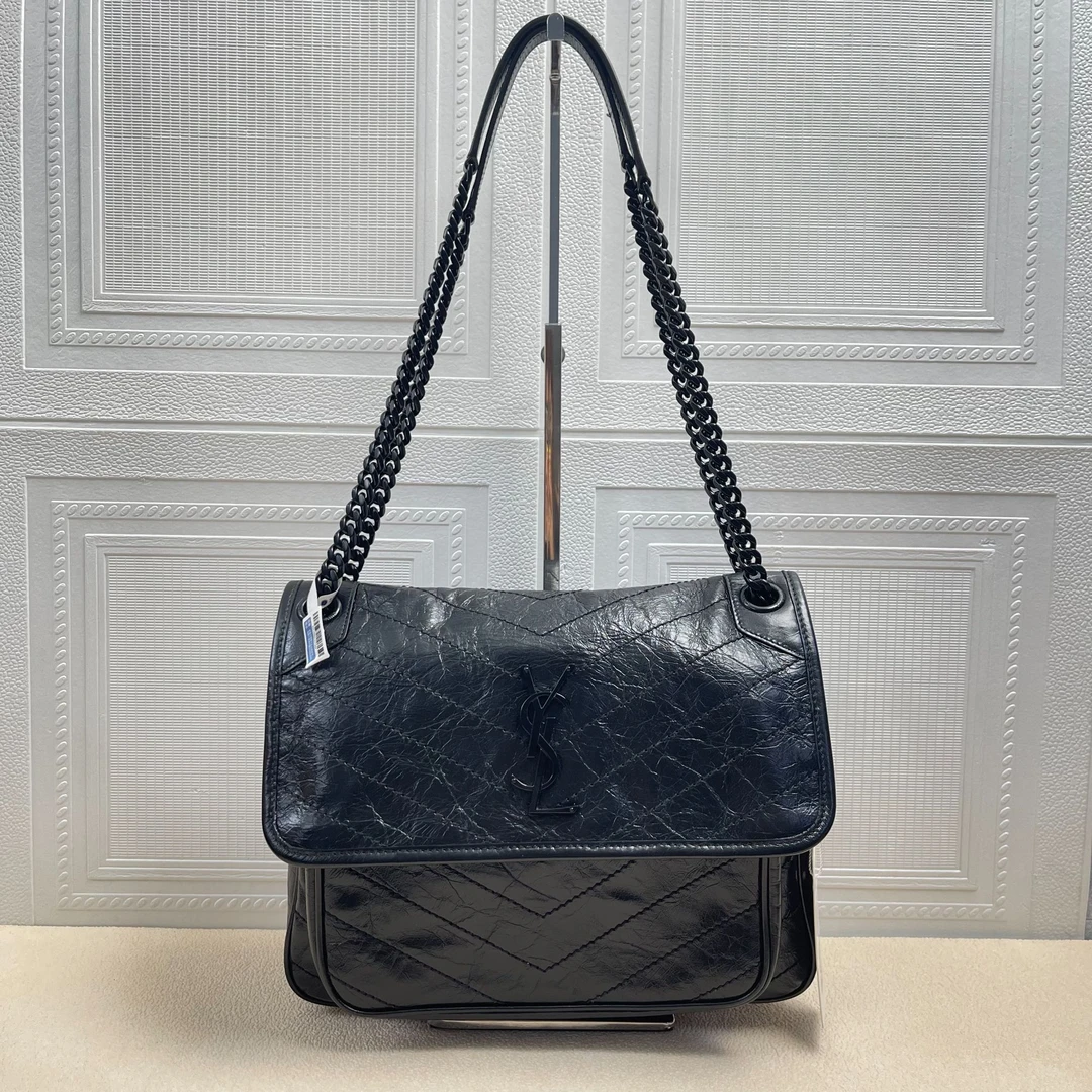 95新 YSL/圣罗兰 麦殿甄选/圣罗兰牛皮niki中号黑色/腋下单肩