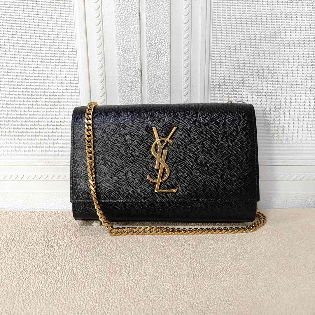 95新 YSL/圣罗兰 麦殿甄选/圣罗兰鱼子酱单肩包24cm黑色/单肩包