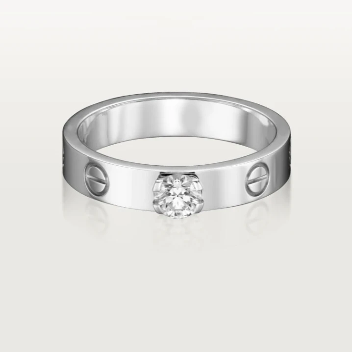 99新 Cartier/卡地亚 卡地亚18k白金love系列一钻戒指51码