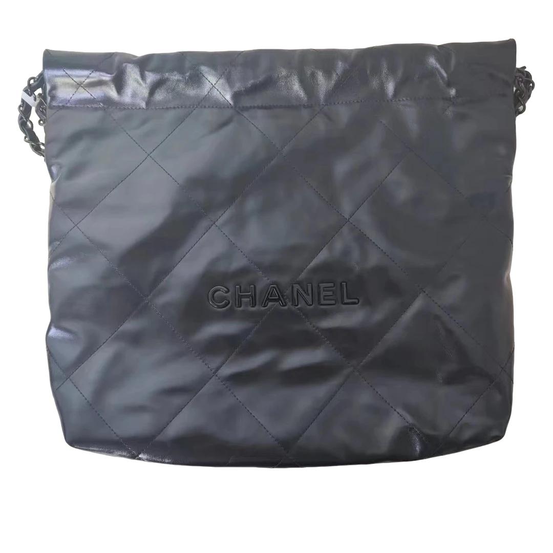 95新 Chanel/香奈儿 麦殿甄选/牛皮22bag底长30黑色芯片款/单肩包