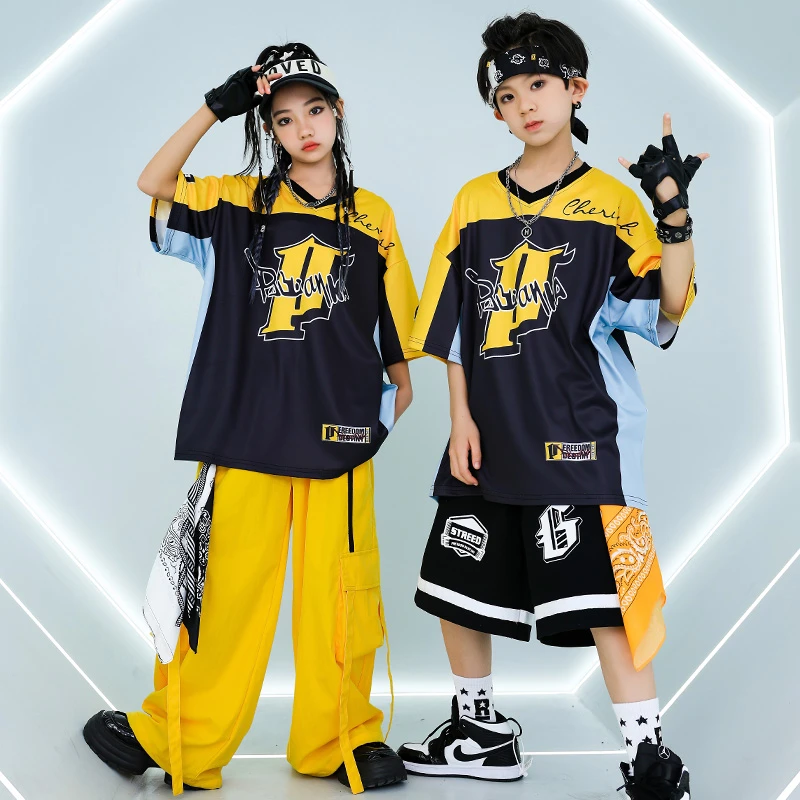 街舞儿童潮服银色嘻哈演出服男童套装hiphop女童酷帅元旦表演服秋