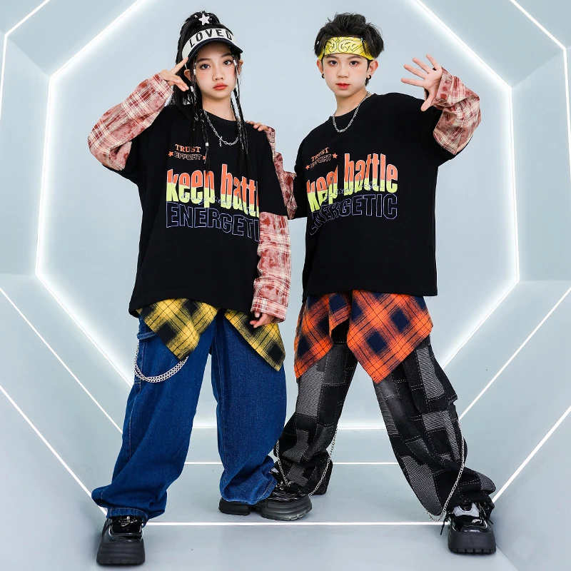 街舞服装儿童潮服银色嘻哈演出服男童套装hiphop女童元旦表演服秋