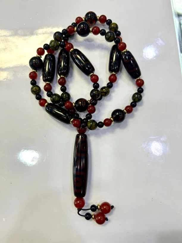 德石福珠宝，藏式X离子三Y搭配九Y老玛瑙项链6