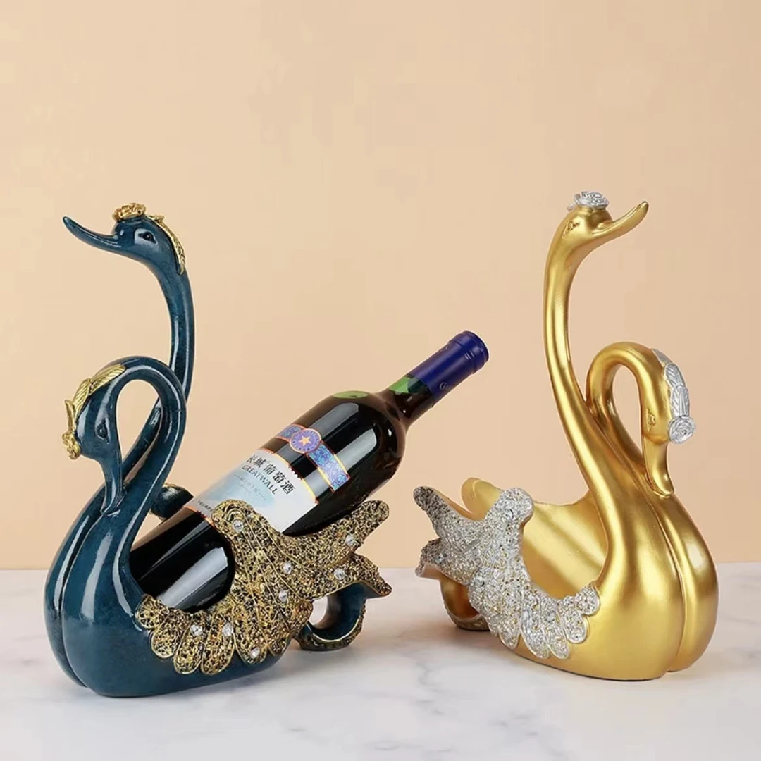轻奢天鹅红酒架简约创意工艺品摆件家用餐厅酒柜香槟葡萄酒展示架
