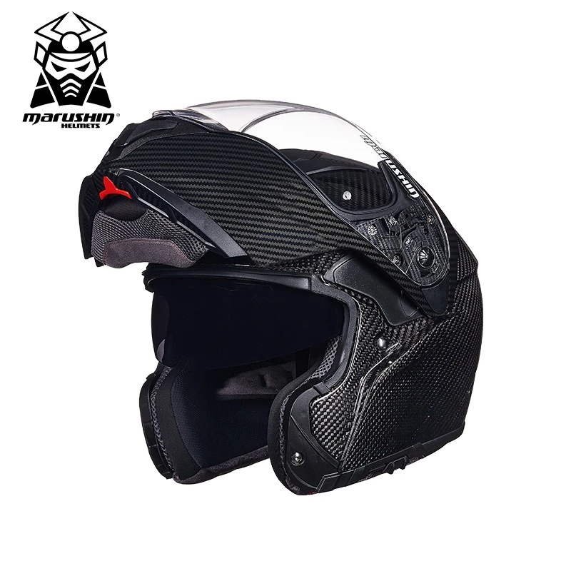 马鲁申摩托车头盔男女碳纤维双镜片揭面盔四季机车轻量化全盔B10