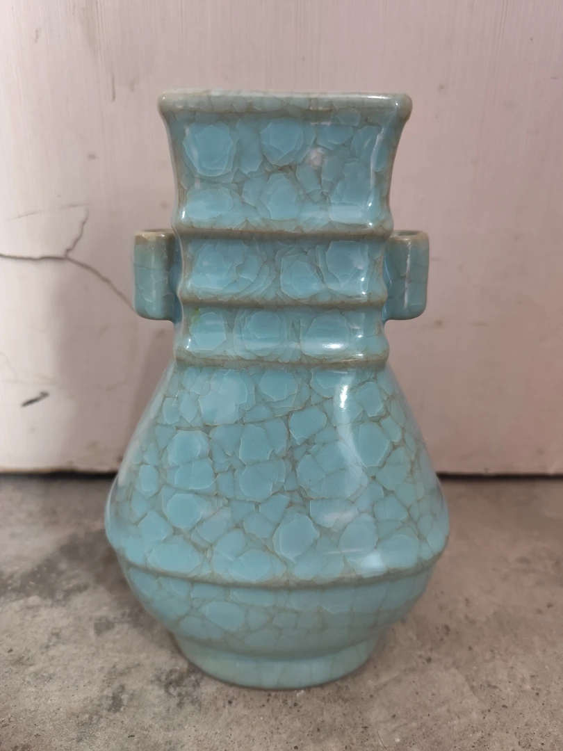 北宋官窑冰片贯耳瓶瓷器旧货老货精品收藏