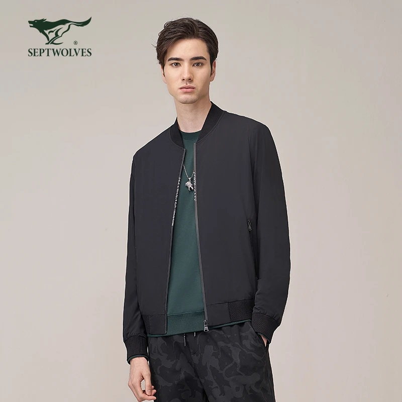 七匹狼夹克修身棒球领春秋季商务运动茄克修身棒球领官新年新衣