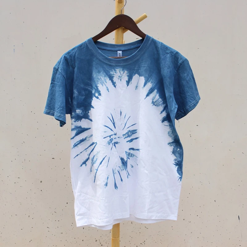 扎染T恤短袖男士夏季半袖宽松印花圆领休闲户外百搭大理扎染衣服