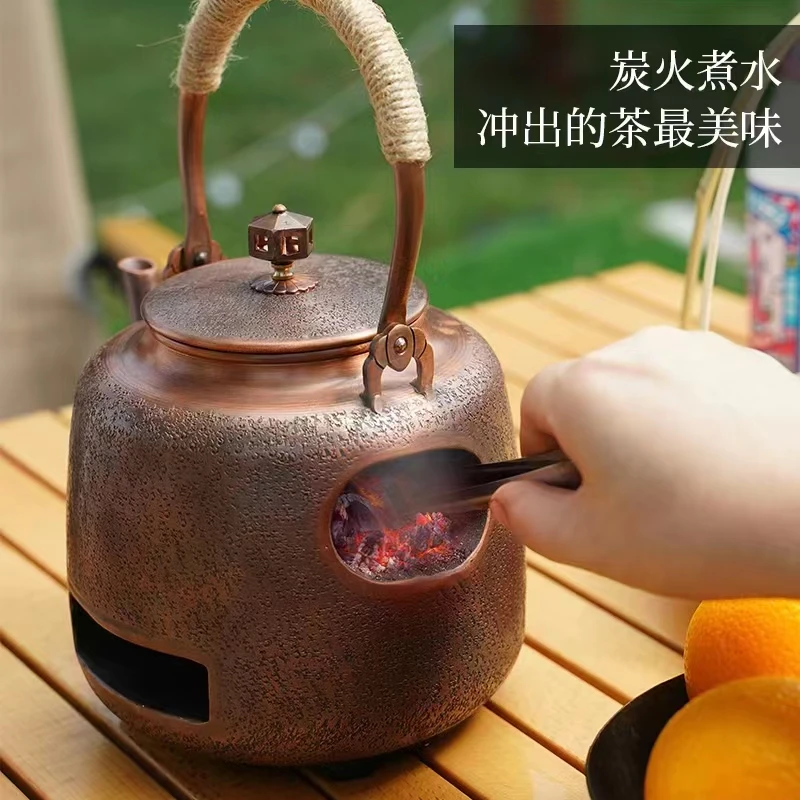 炭烧一体壶1600ML煮茶壶碳火壶手工锤纹加厚精品茶具