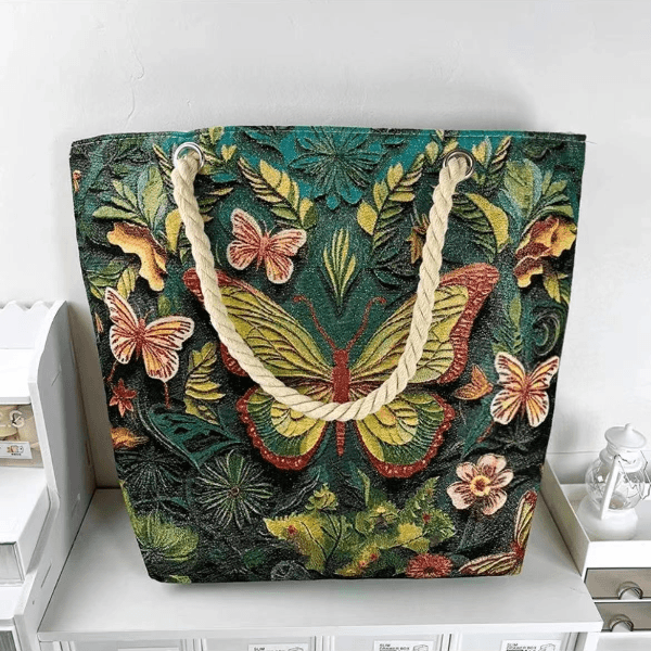 3D金丝刺绣蝴蝶包超大容量