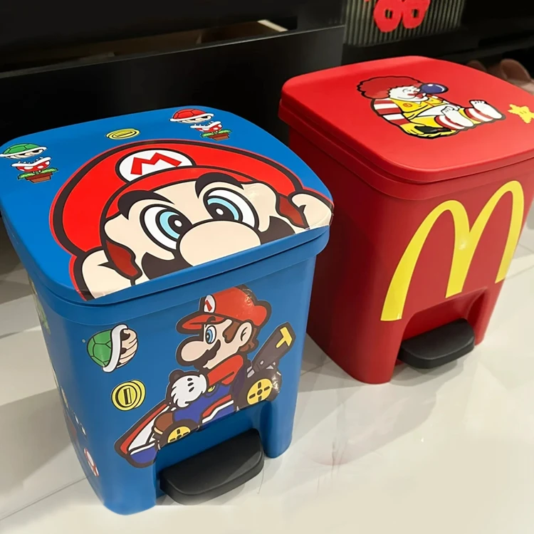 马里奥垃圾桶家用麦当劳厨房收纳纸篓客厅大容量大眼睛垃圾桶卧室