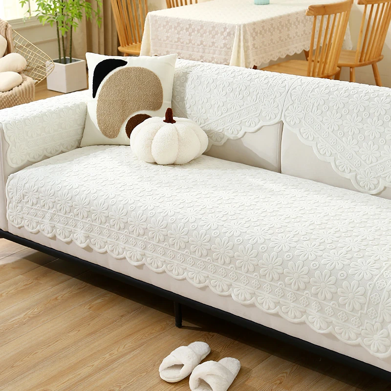 毛绒奶油风沙发盖布2026新款秋冬季分片式沙发巾全盖防猫抓沙发毯