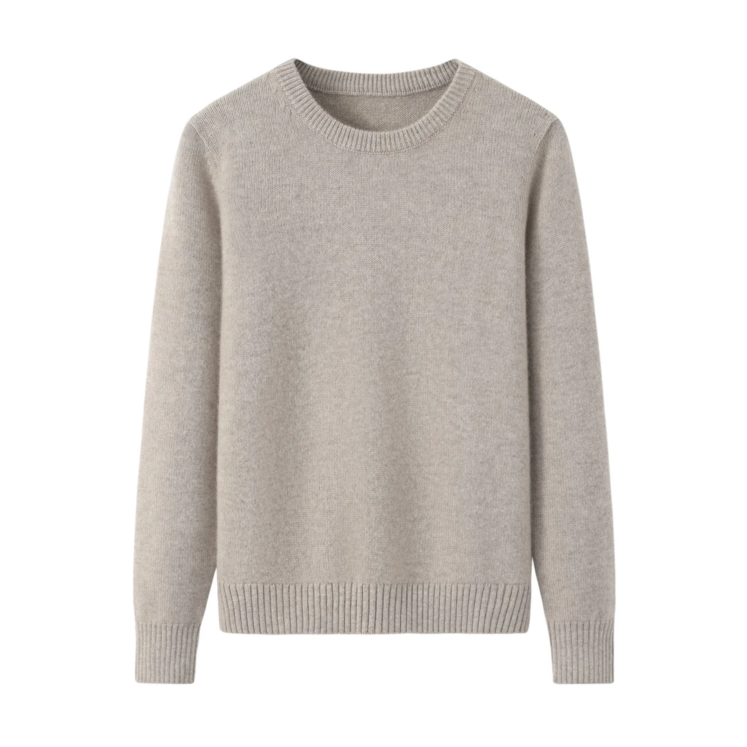 女士经典款定圆领加厚双层领女套衫纯羊绒休闲基础百搭纯色冬季