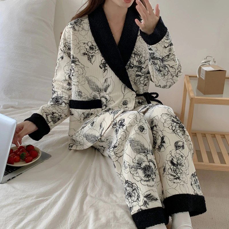 大码250斤空气棉月子服春秋冬季哺乳睡衣家居加厚12月份10套装11