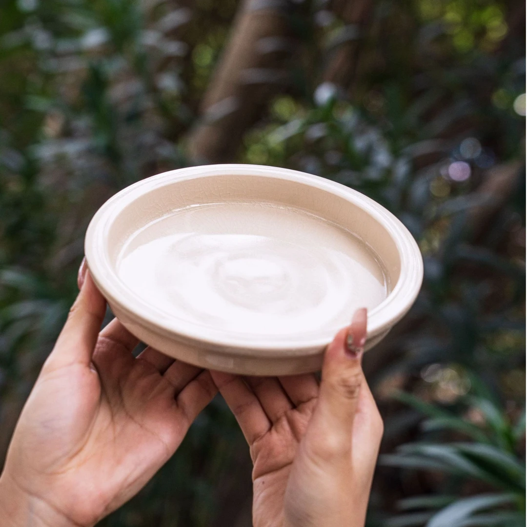 手工复古茶盘简约陶瓷圆形哑光干泡大号隔热创意家用小型茶道