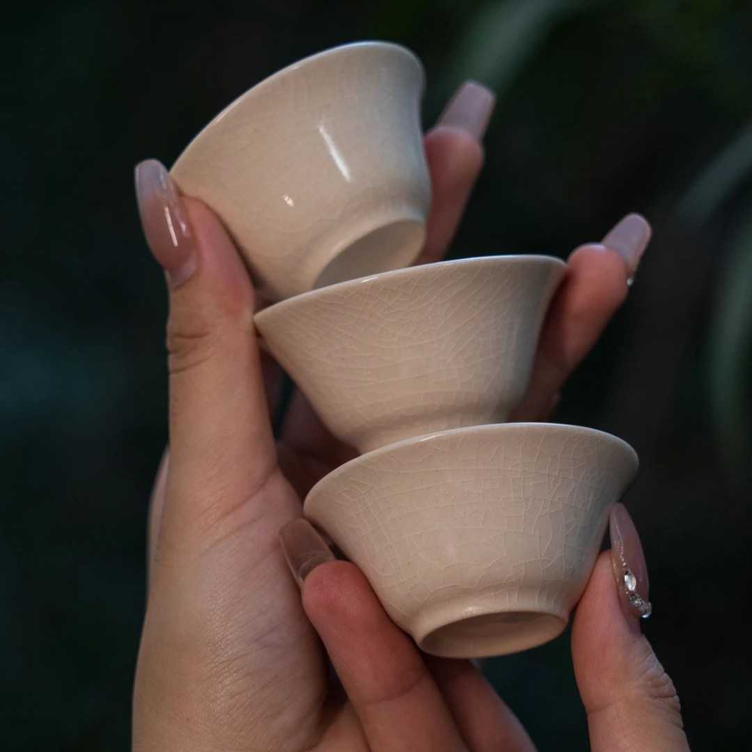 【漳窑】工夫大叔若深杯工夫茶杯开片漳窑小品文人器物纯手工主人杯