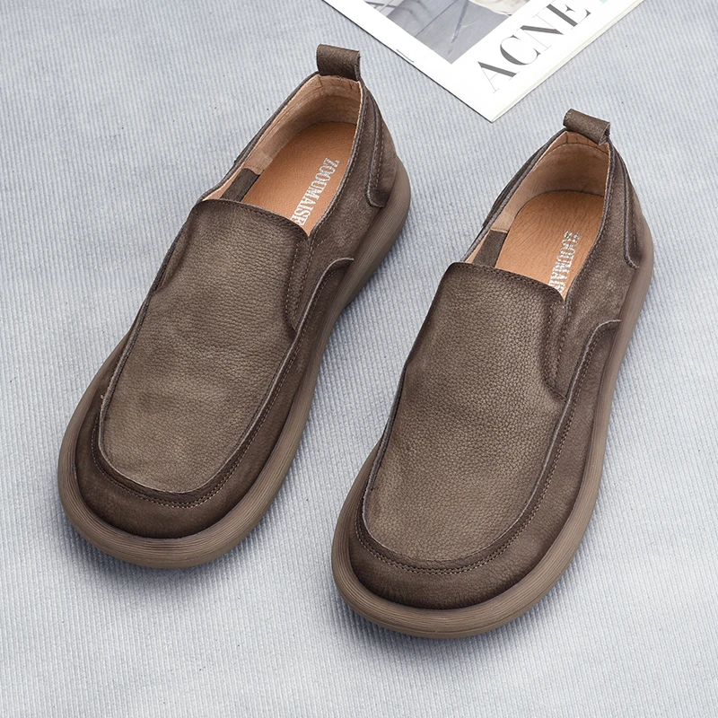 一脚蹬真皮豆豆鞋男士百搭鞋子透气软底潮流防滑鞋低帮秋季男皮鞋