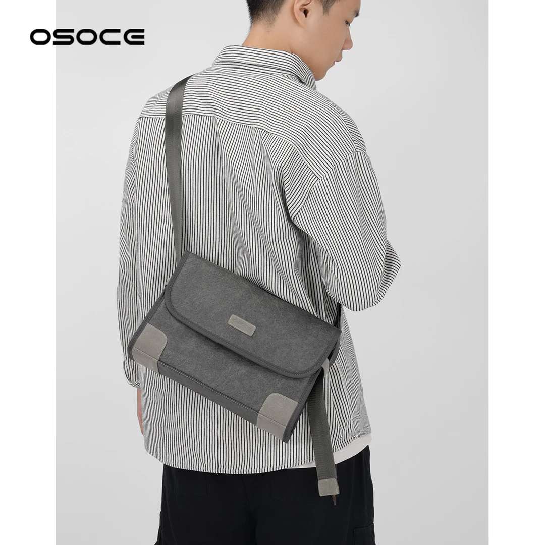 osoce斜挎包男生小挎包男士通勤邮差包杜邦纸单肩包2024年新款