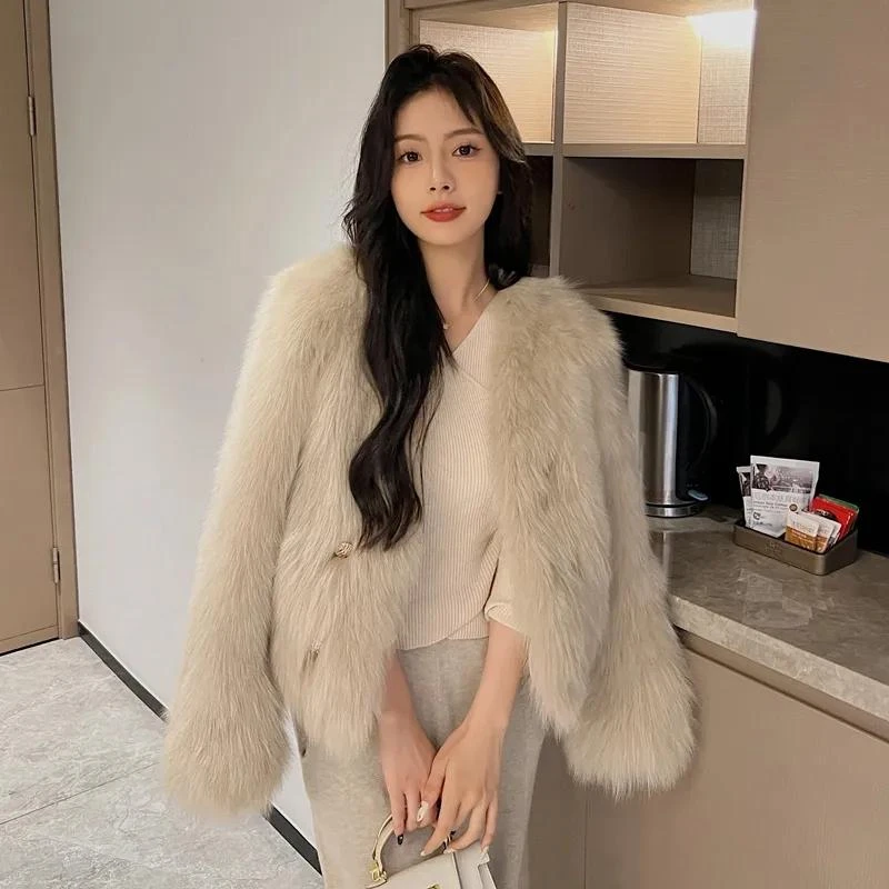 海宁环保毛毛仿皮草外套女秋冬气质名媛小香风宽松百搭毛茸茸上衣