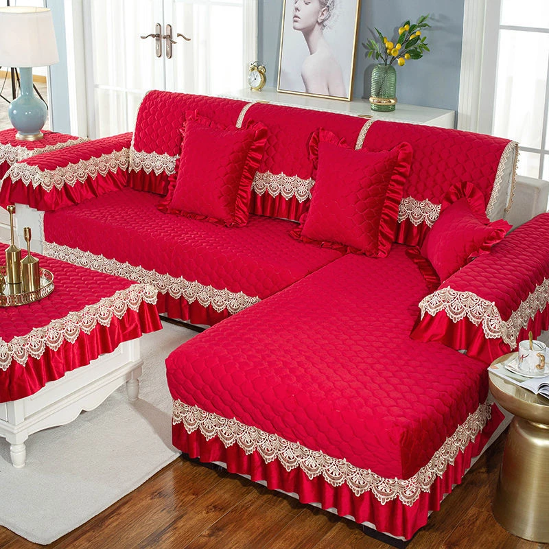 冬季加厚防滑毛绒沙发垫布艺坐垫四季通用简约欧式沙发巾全盖定做