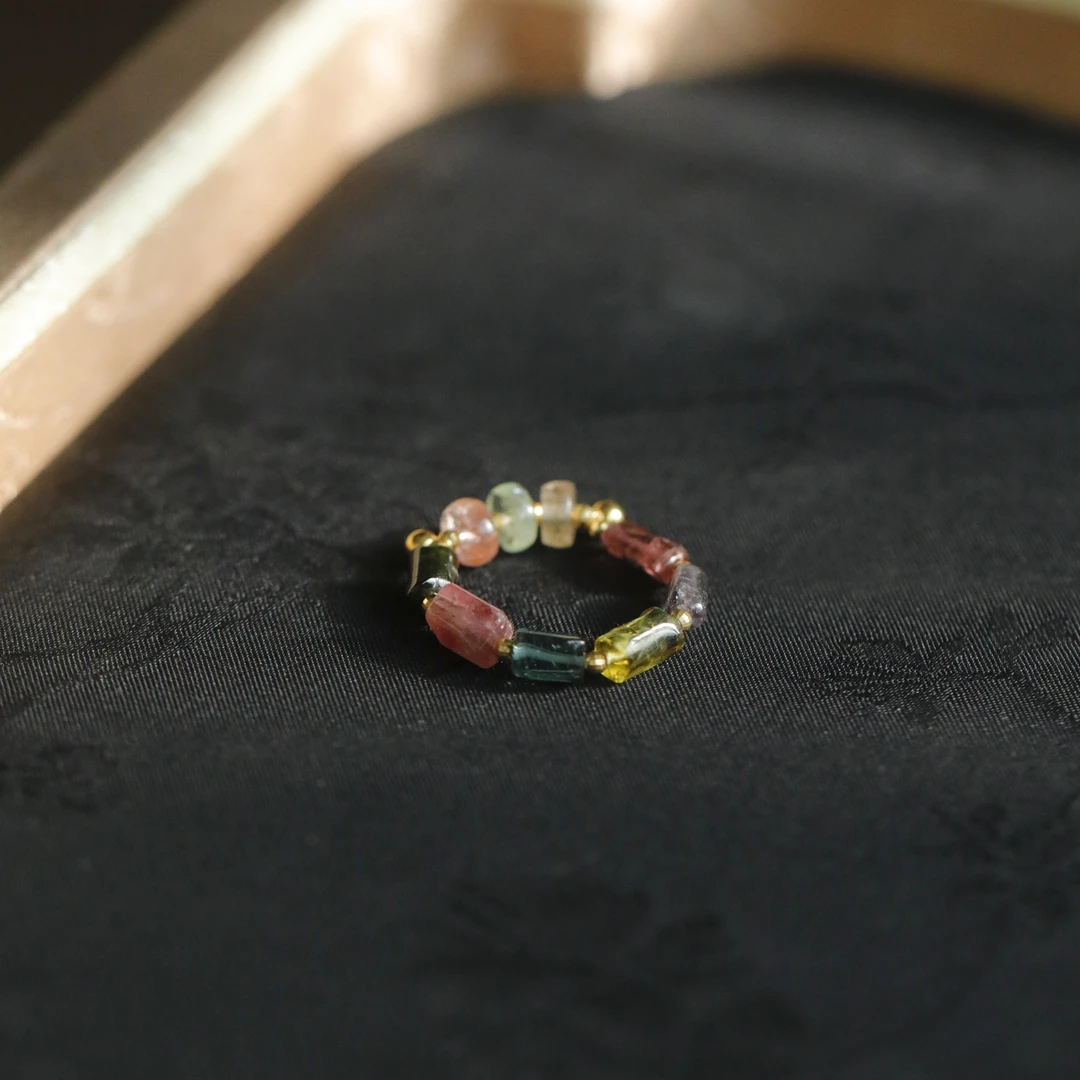 麦麦【雪梅香】天然碧玺+18配 戒指q