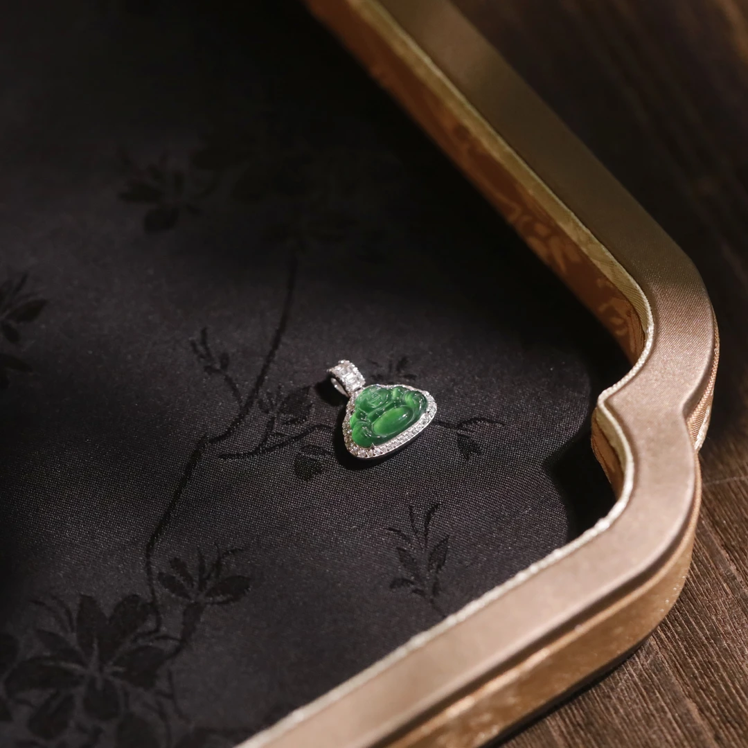 麦麦【秋意浓】天然翡翠佛公+925银配件 吊坠 多样性发货其一