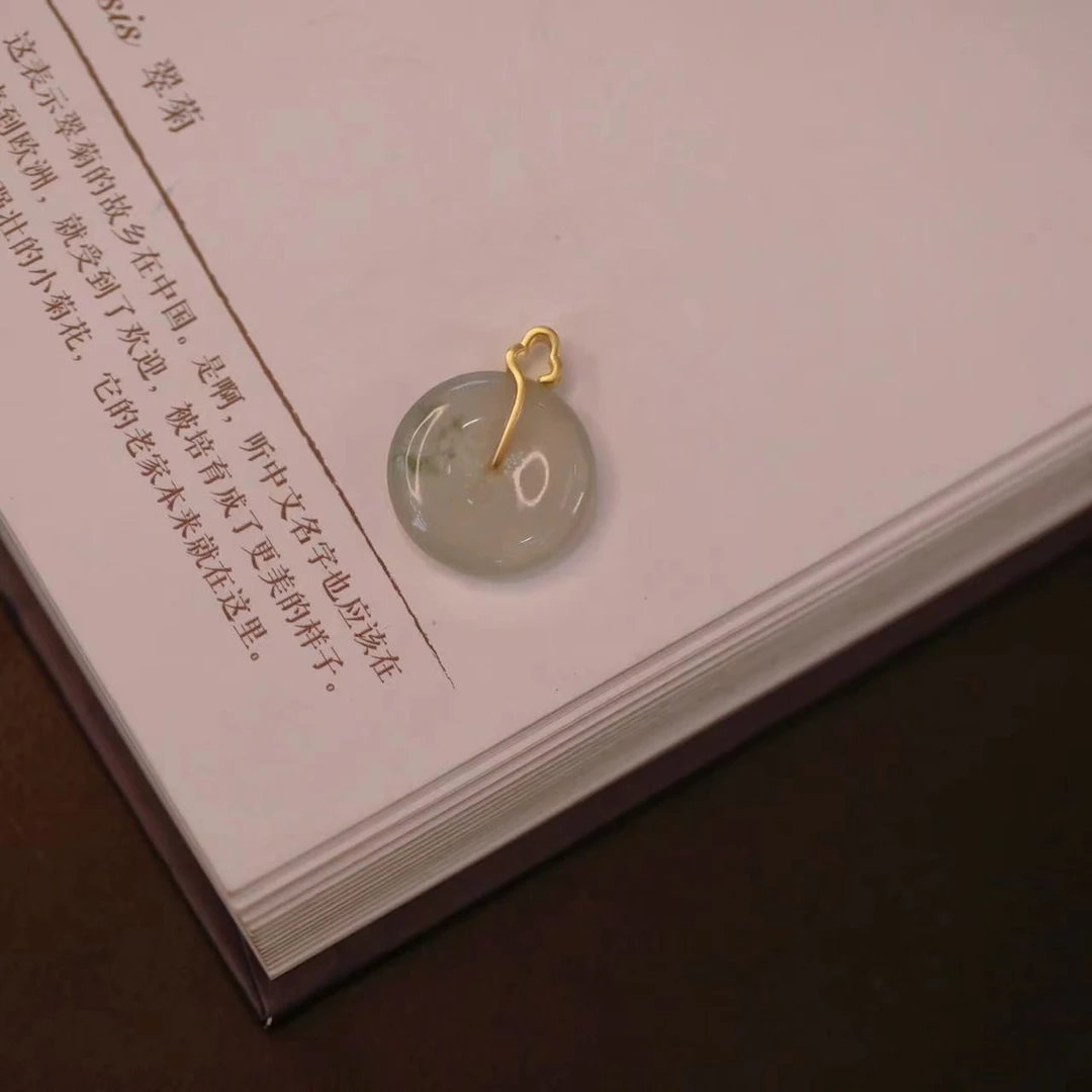 麦麦【梦回】天然翡翠平安扣吊坠*18K金配件 多样性发一