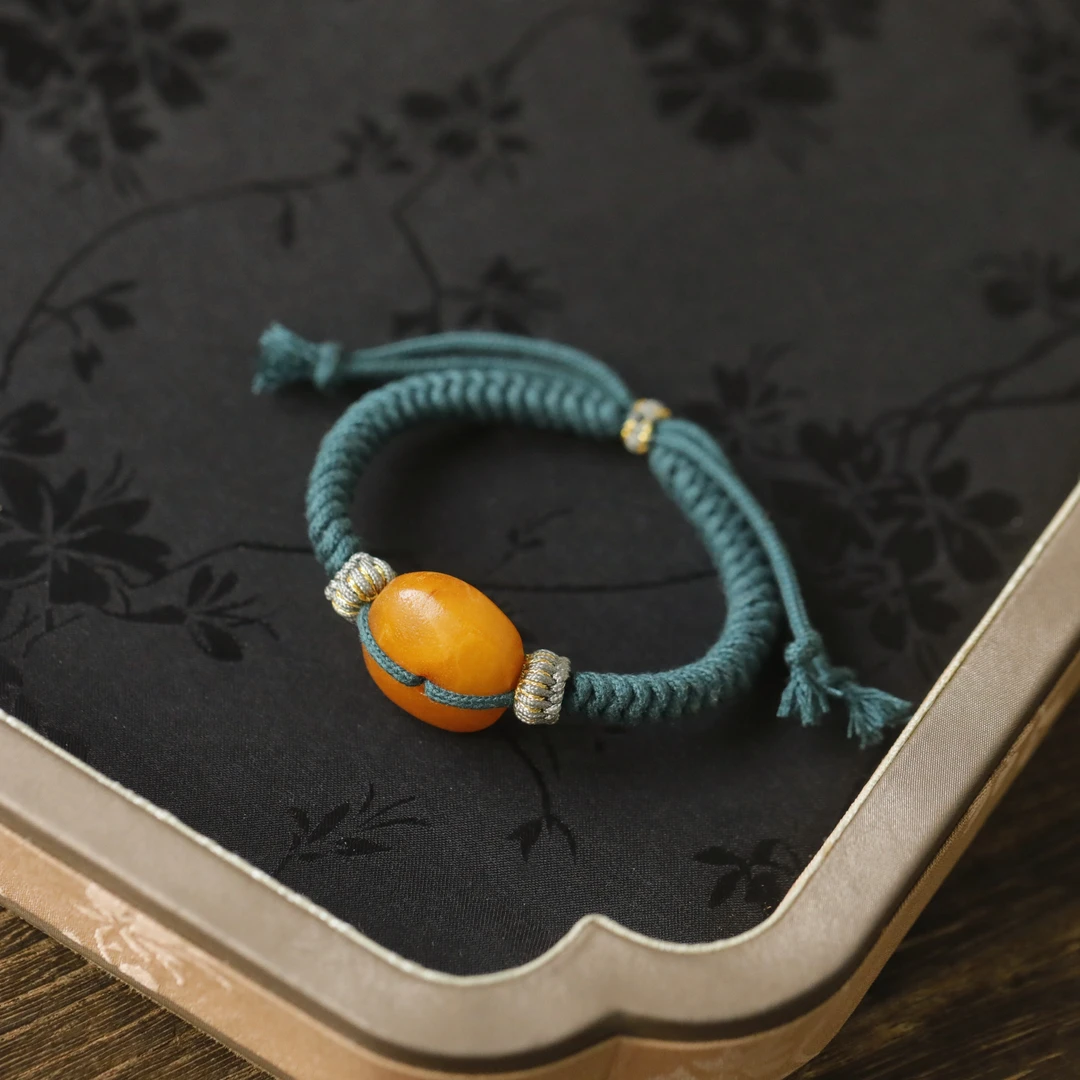 麦麦【一抹秋】天然蜜蜡藏扣 手绳 多样性发一q