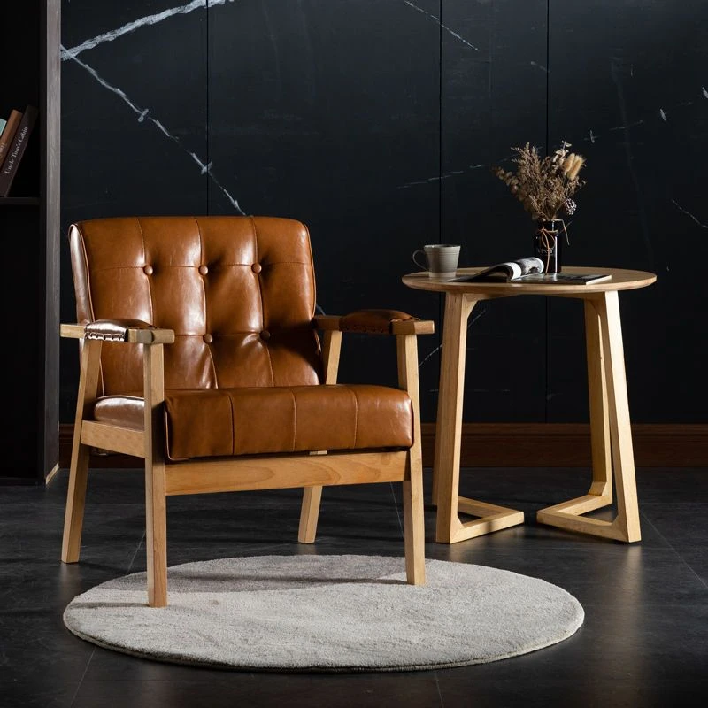 实木单人沙发椅家用北欧阳台休闲靠背小椅子卧室单椅客厅扶手座椅