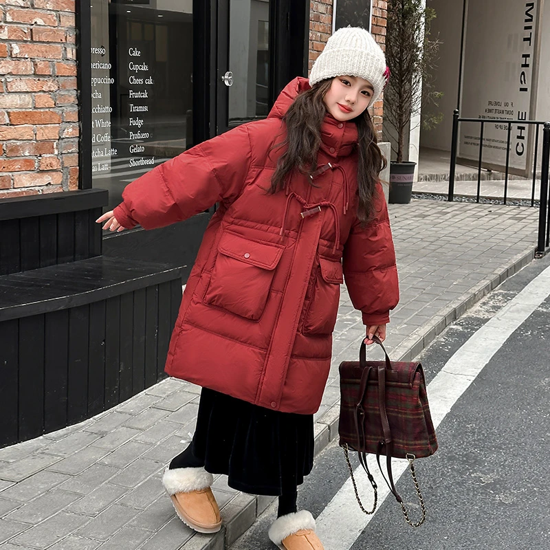 女童棉服冬季2024新款洋气儿童冬装中长款加厚外套女大童保暖棉衣